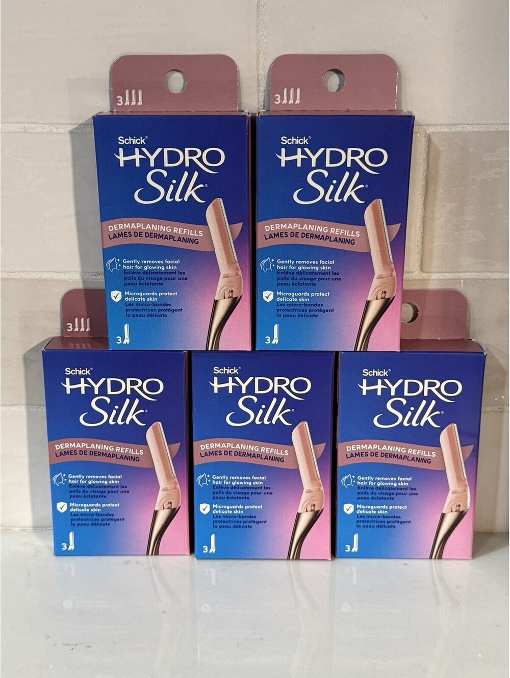 Lot of 5 Schick Women’s Hydro Silk Dermaplaning Wand Razor Refill 3ct